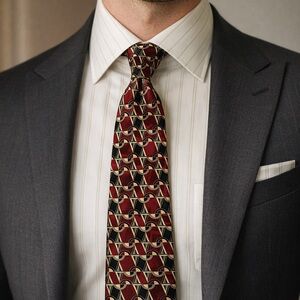 Courreges homme Red and Black Geometric Silk Tie